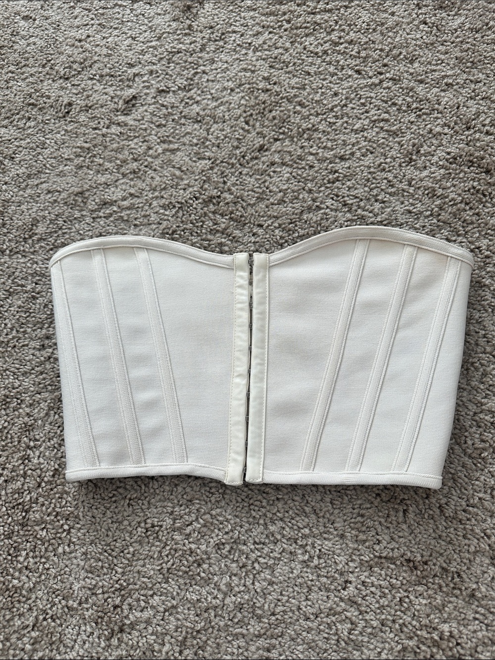 Strapless Cream Bustier Top - Structured Corset Style